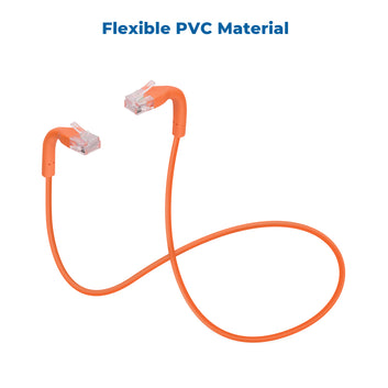 InstallerParts Ethernet Cable CAT6A UTP Bendable Slim Cable- Orange- Professional Series - 10Gigabit/Sec Network/High Speed, 28AWG, 550MHZ