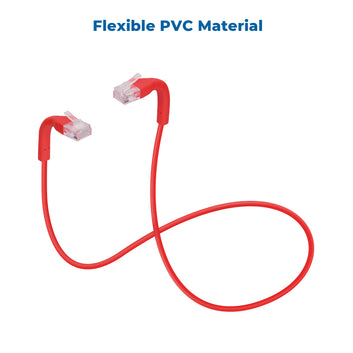 InstallerParts Ethernet Cable CAT6A UTP Bendable Slim Cable- Red- Professional Series - 10Gigabit/Sec Network/High Speed, 28AWG, 550MHZ
