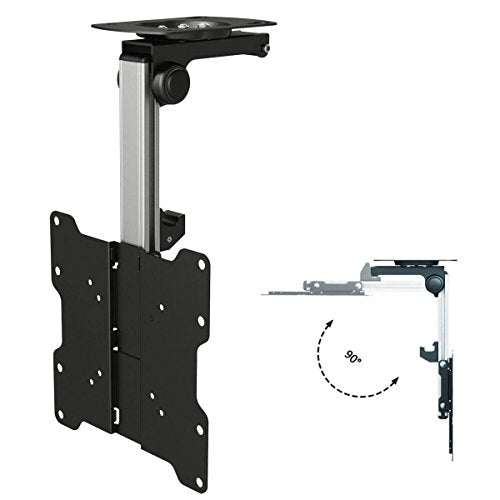 InstallerParts Folding TV Ceiling Mount - for 17 to 37 inch Flat Screen Display and Monitor of up to 44 Pounds, Adjustable Flip Down and Swivel Angle, VESA 75x75 mm to 200x200 mm, Black TV Mount